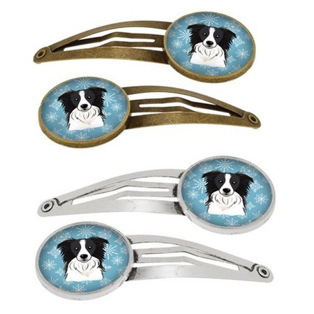 CAROLINES TREASURES Snowflake Border Collie Barrettes Hair Clips, Set of 4, 4PK BB1675HCS4